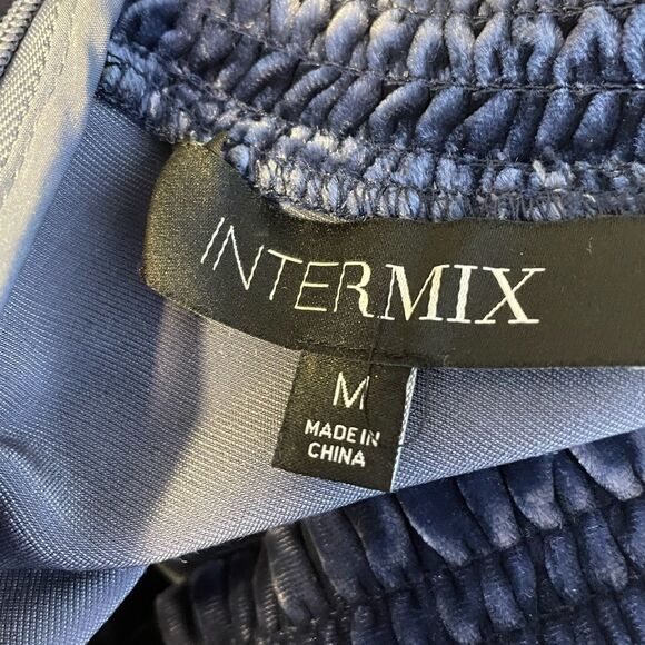 Intermix Velvet Blue Top Choker Neckline M - Picture 7 of 8